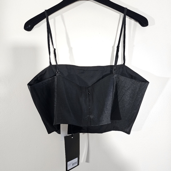 New Likely Rosaline Cropped Sateen Adjustable Straps Cami Top In Black NWT Sz M - Picture 5 of 8